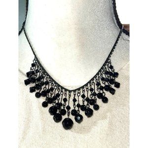 1945 Black Metal Dangle Necklace -- 18"